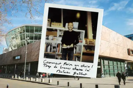 Portrait polaroïd de Melaine Dalibert, annoté de sa main : "comment faire un choix ! trop de bonnes choses ici'