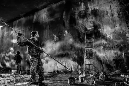 Peinture murale de La rouille et FZR Sethi, Alain Amet, Bourg des Comptes, 2016 – Copyright-Tous droits réservés – Collection Musée de Bretagne, Rennes