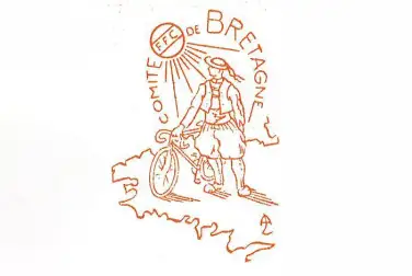 Illustration d'une personne avec un vélo sur une carte de le Bretagne
