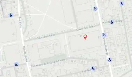 Carte du quartier Gare montrant les places de parking accessibles