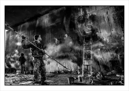 Peinture murale de La rouille et FZR Sethi, Alain Amet, Bourg des Comptes, 2016 – Copyright-Tous droits réservés – Collection Musée de Bretagne, Rennes