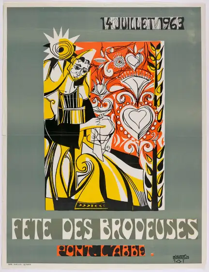 Affiche de la fête des brodeuses, à Pont L'Abbé, 14 juillet 1963