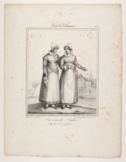 Ouvrières de Nantes, Lithographie Éditions Charpentier Père fils & Cie, 1829-1831 – Marque du Domaine Public – Collection Musée de Bretagne, Rennes