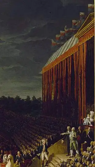 Détail du tableau La fête de la Fédération, Charles Thévenin, 1792. Musée Carnavalet, Paris. Marque du domaine public
